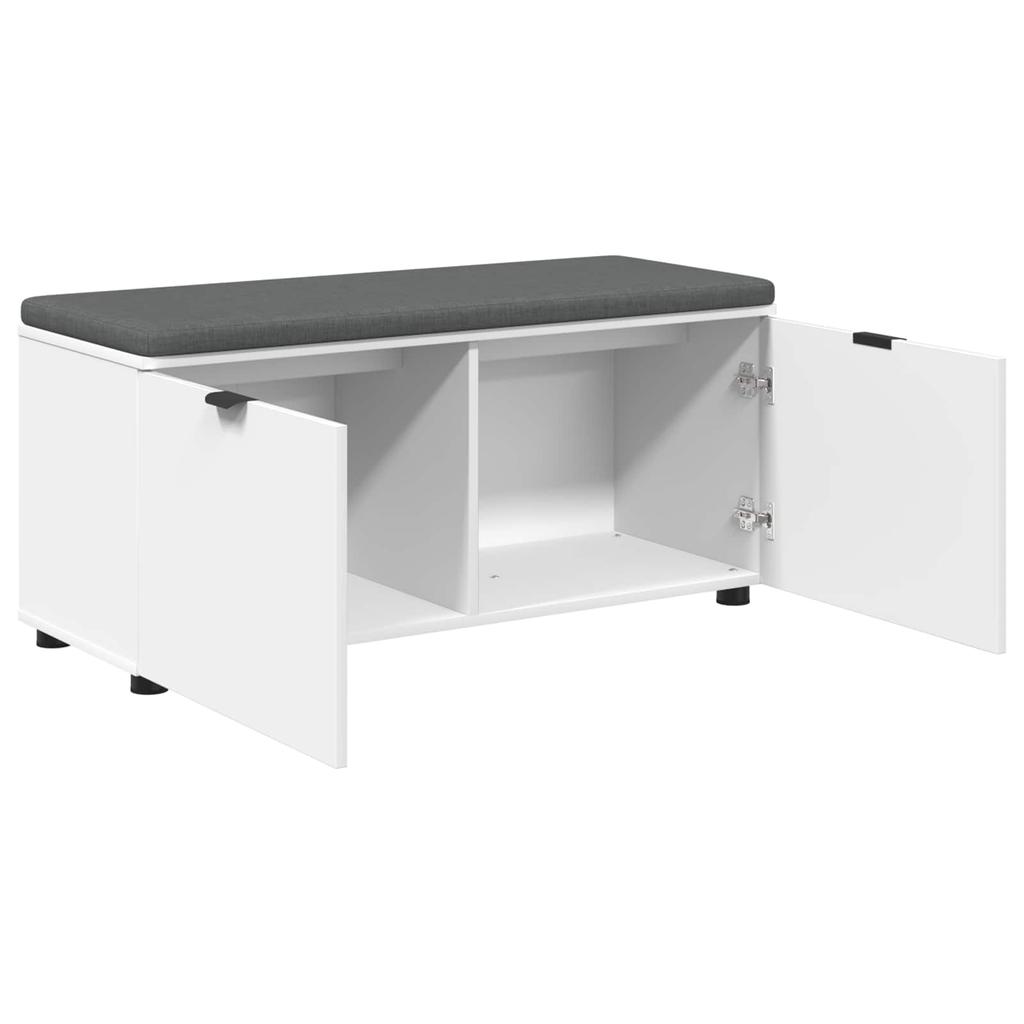 Hallway Bench with Cushion Shelf and Door White 100 X 38 X 46 Cm