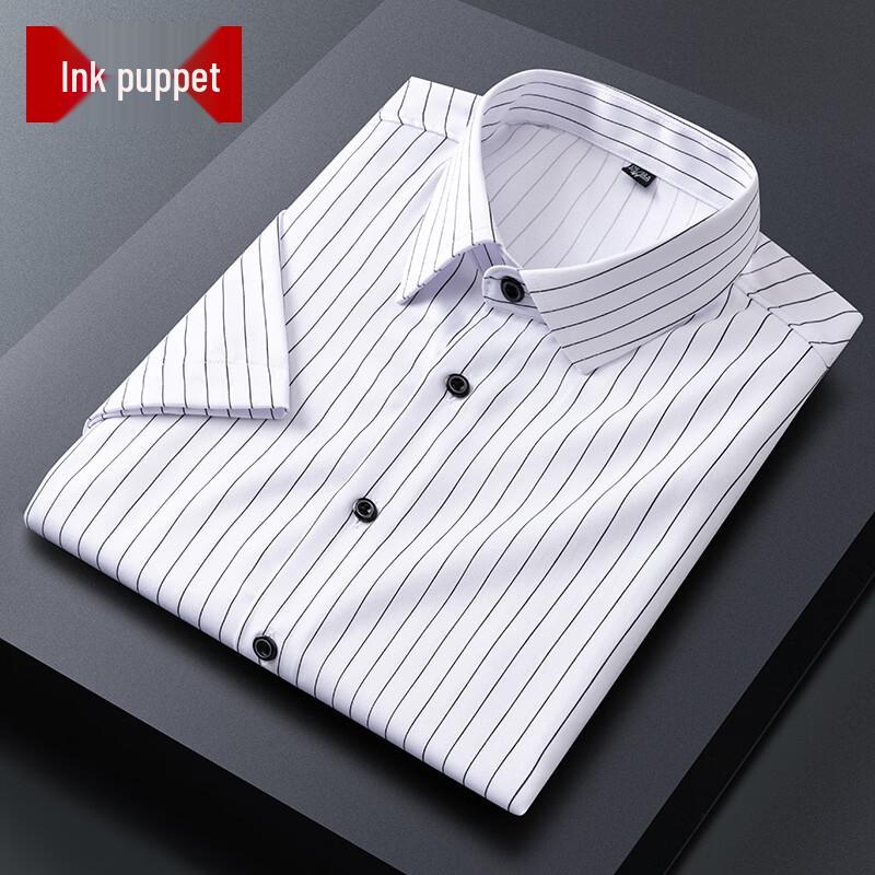 Mo ou Men s Short Sleeve Business Turn-Down Collar Wrinkle-Free Shirt L