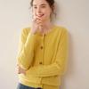 Women's Cable Knit Cashmere Cardigan - Round Neck, Single-Breasted, Fashionable & Warm Sweater Coat