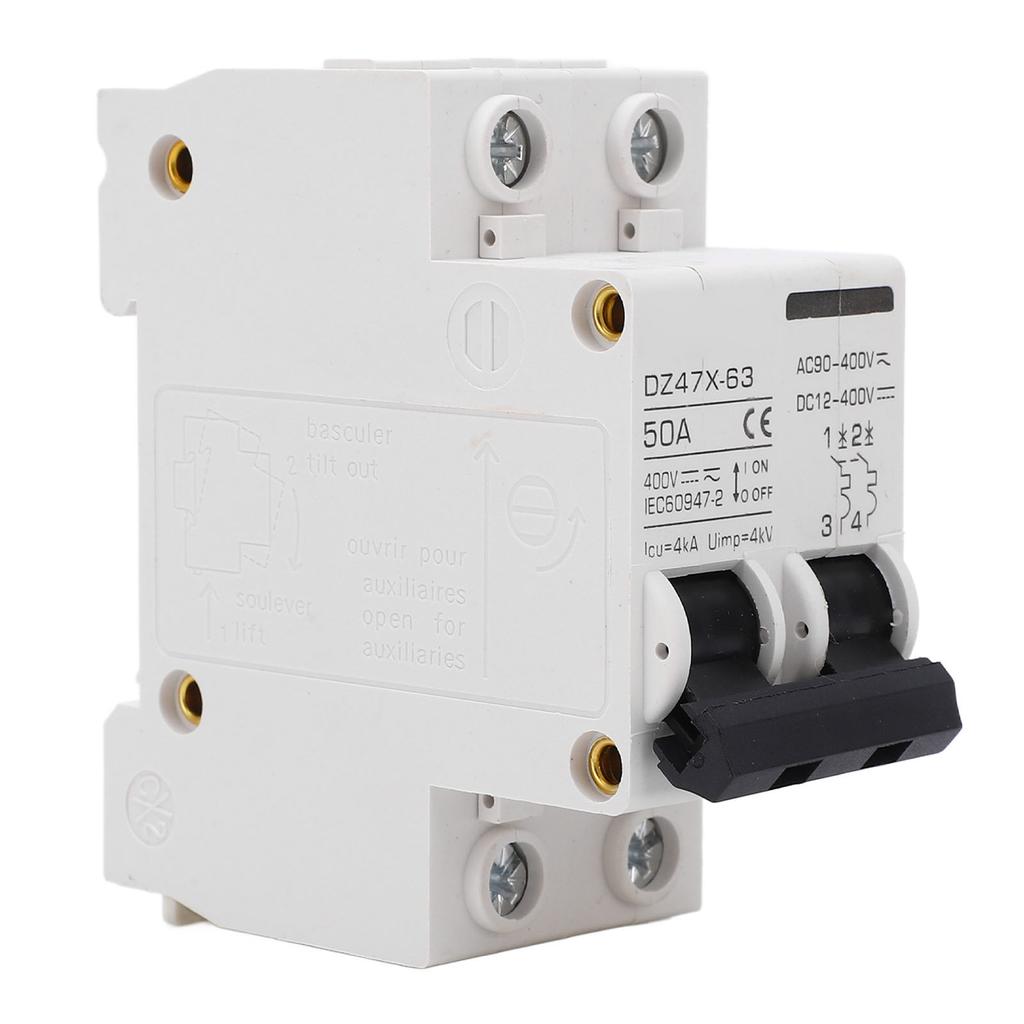 AC DC Circuit Breaker 50A 4KA 2P Electromagnetic Tripping 35mm DIN Installation Solar PV Safety Circ