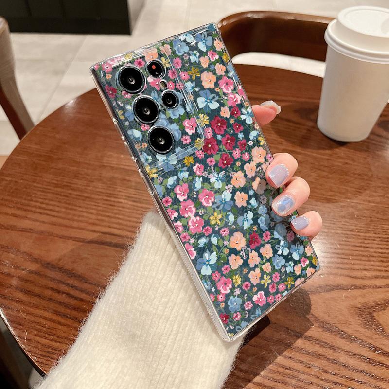 Colorful Fower Pattern Phone Case For Samsung Galaxy S26 S25 S24 S23 Ultra S22 S26 Plus S24 S21 FE S25 Edge Clear Soft TPU Cover