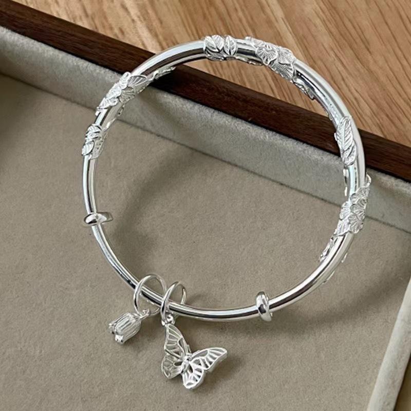 Fashion Flower butterfly pendant bracelet women s niche design bangle bracelet