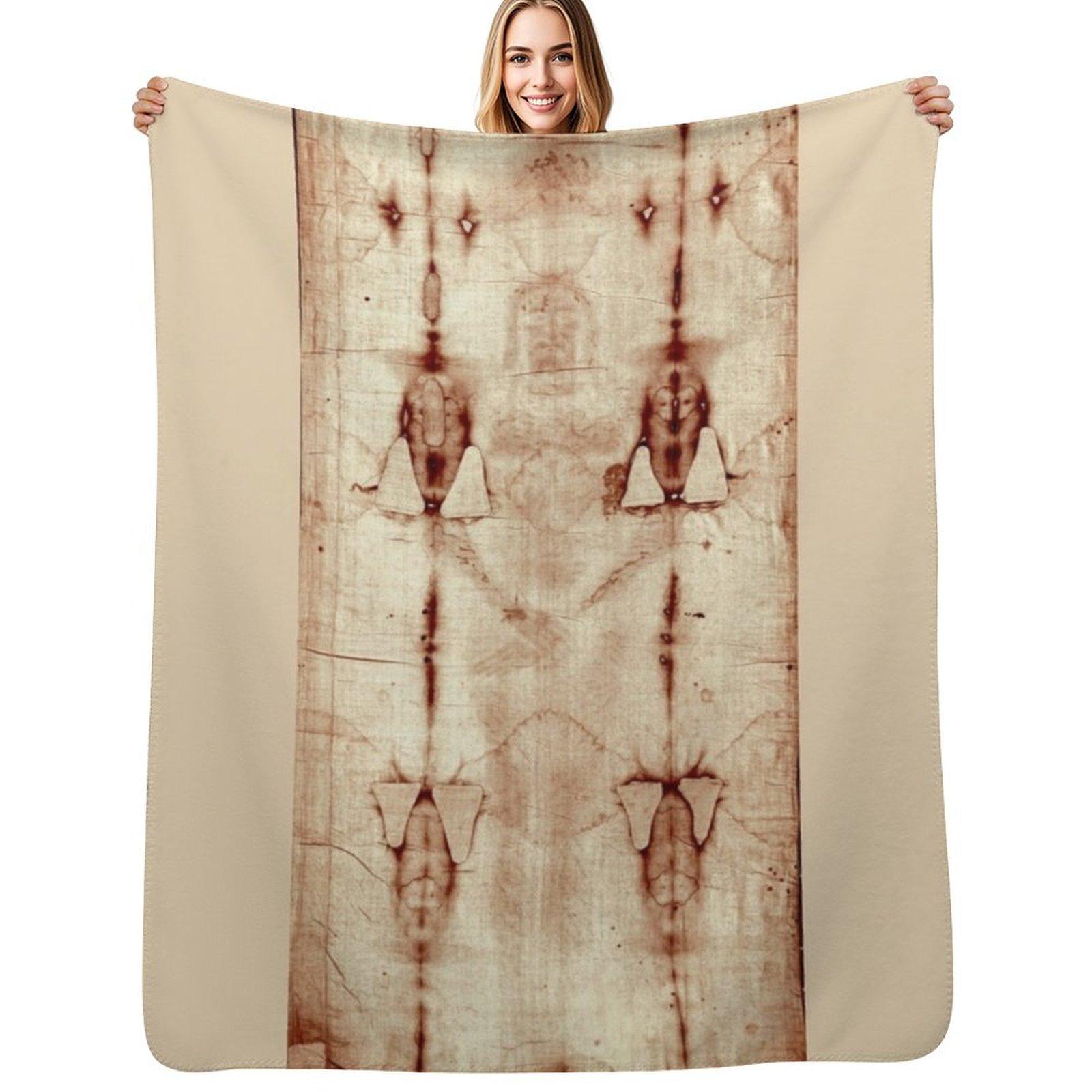 Jesus Shroud of Turin Poster Jesus Christ Throw Blanket Warm Flannel Blanket for Couch Chair Bedroom 75x100cm
