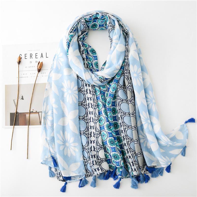 New Fashion Print Summer Women cotton Scarf Polka Dot Beach Hijab Shawls and Wraps Female Foulard Echarpe Designer Bandana
