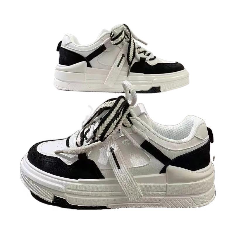 New spring and autumn board shoes ins versatile wheat ear white shoes platform black and white women's shoes 2025 casual sports board shoes