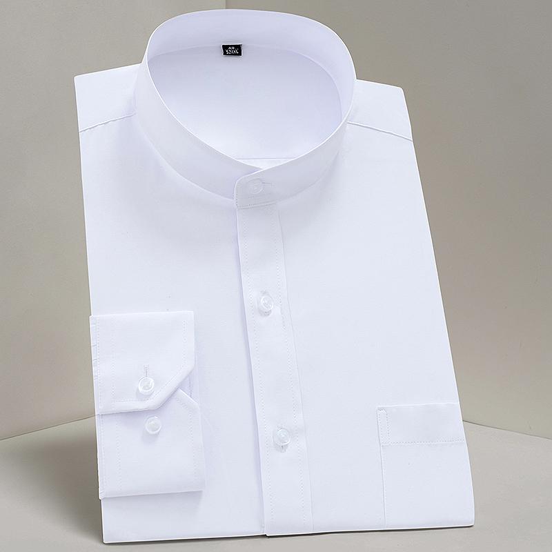 Pánská košile s dlouhým rukávem s mao límcem (Mandarinský límec) Košile s jednou náprsní kapsou Smart Casual Regular-fit Business Office Pánské oblečení