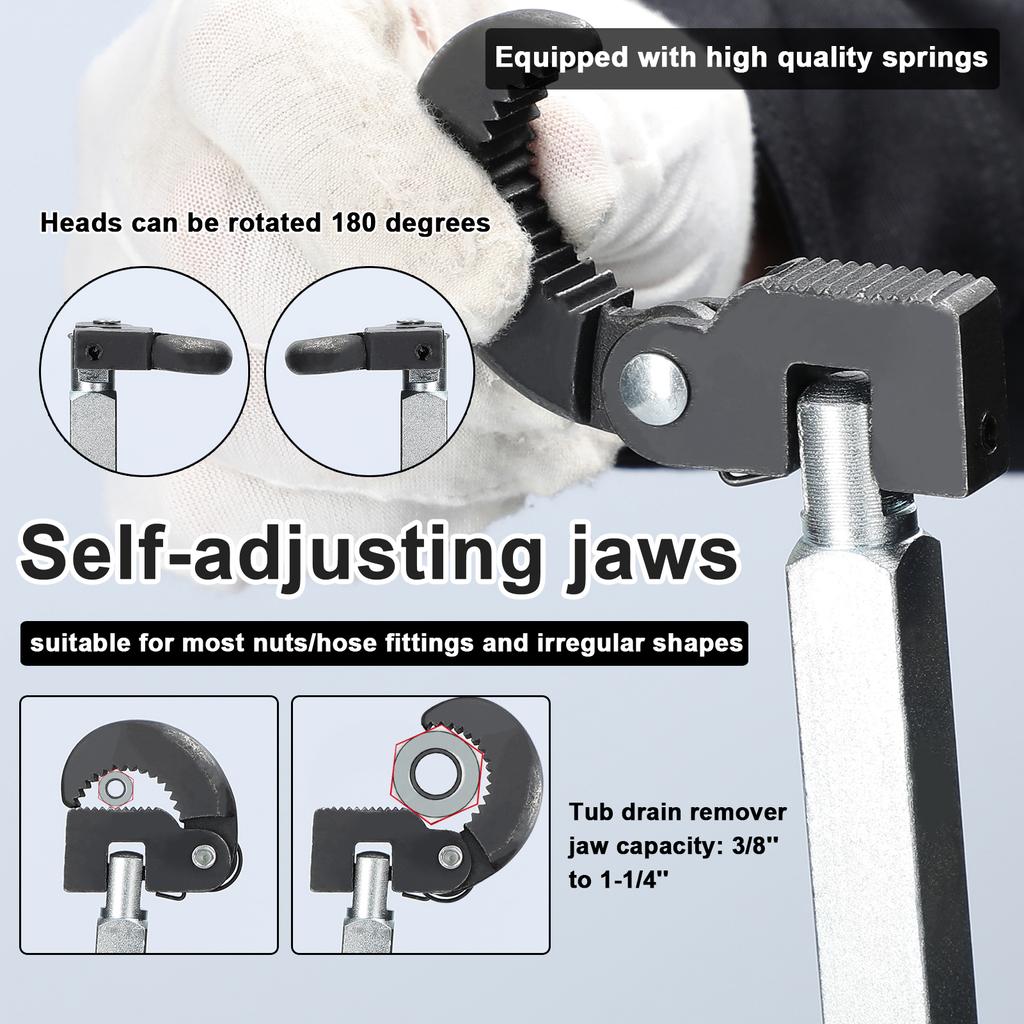Telescoping Basin Wrench Adjustable 3 8'' to 1-1 4'' Jaw Capacity Tub Drain Remover Wrench Sink Wrench Professional Plumber Wrench Tool Set