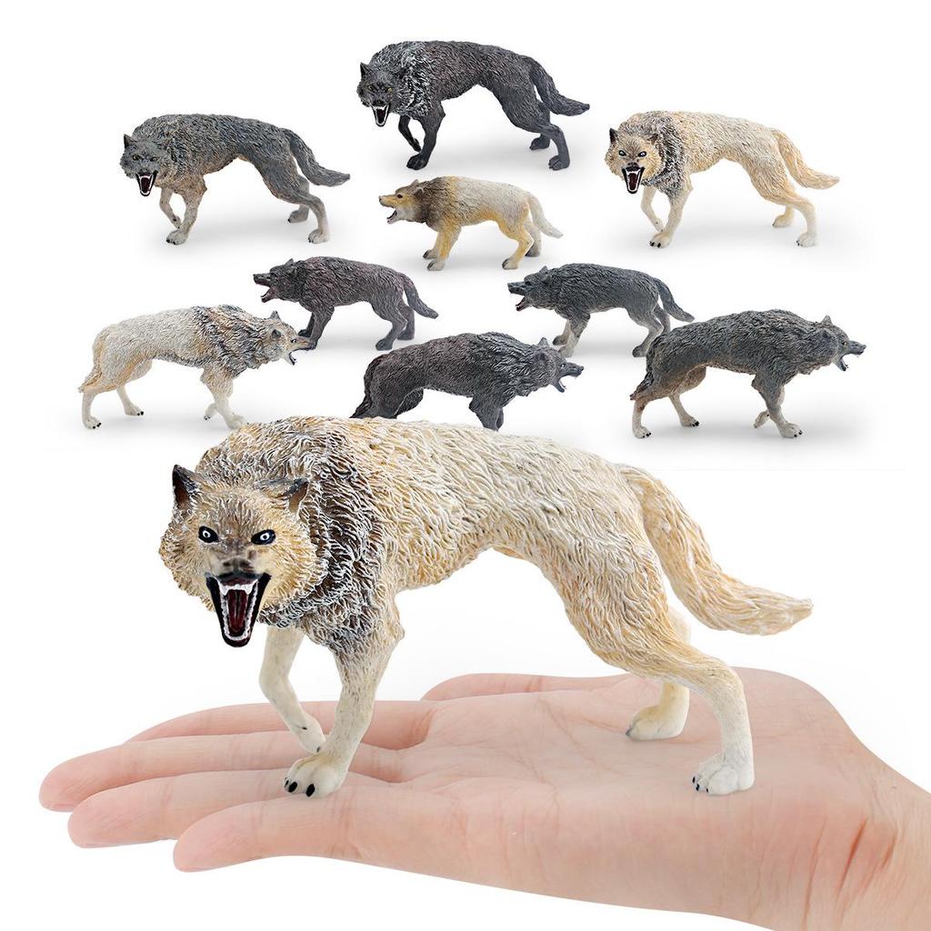 Wild Animal Wolf Family Model - Children's Educational Toy Set with Male, Female, and Cub Wolves