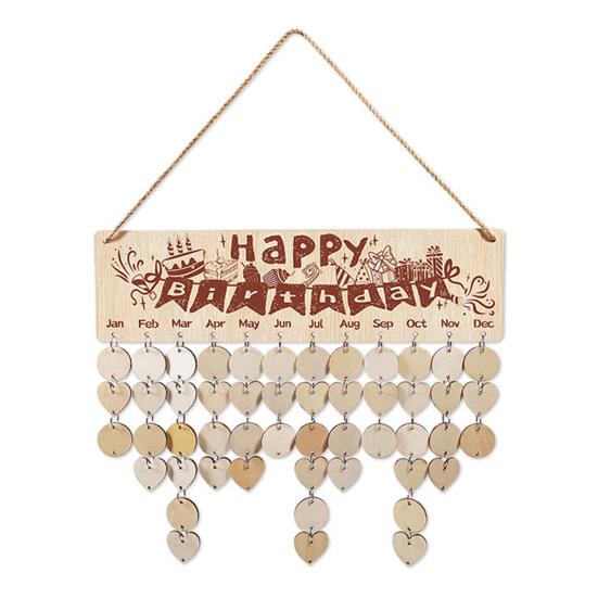 

Wooden Family Birthday Reminder Calendar Board Wall Hanging DIY Birthday Tracker Plaque with 50 Tags Gift for Mom Grandma C