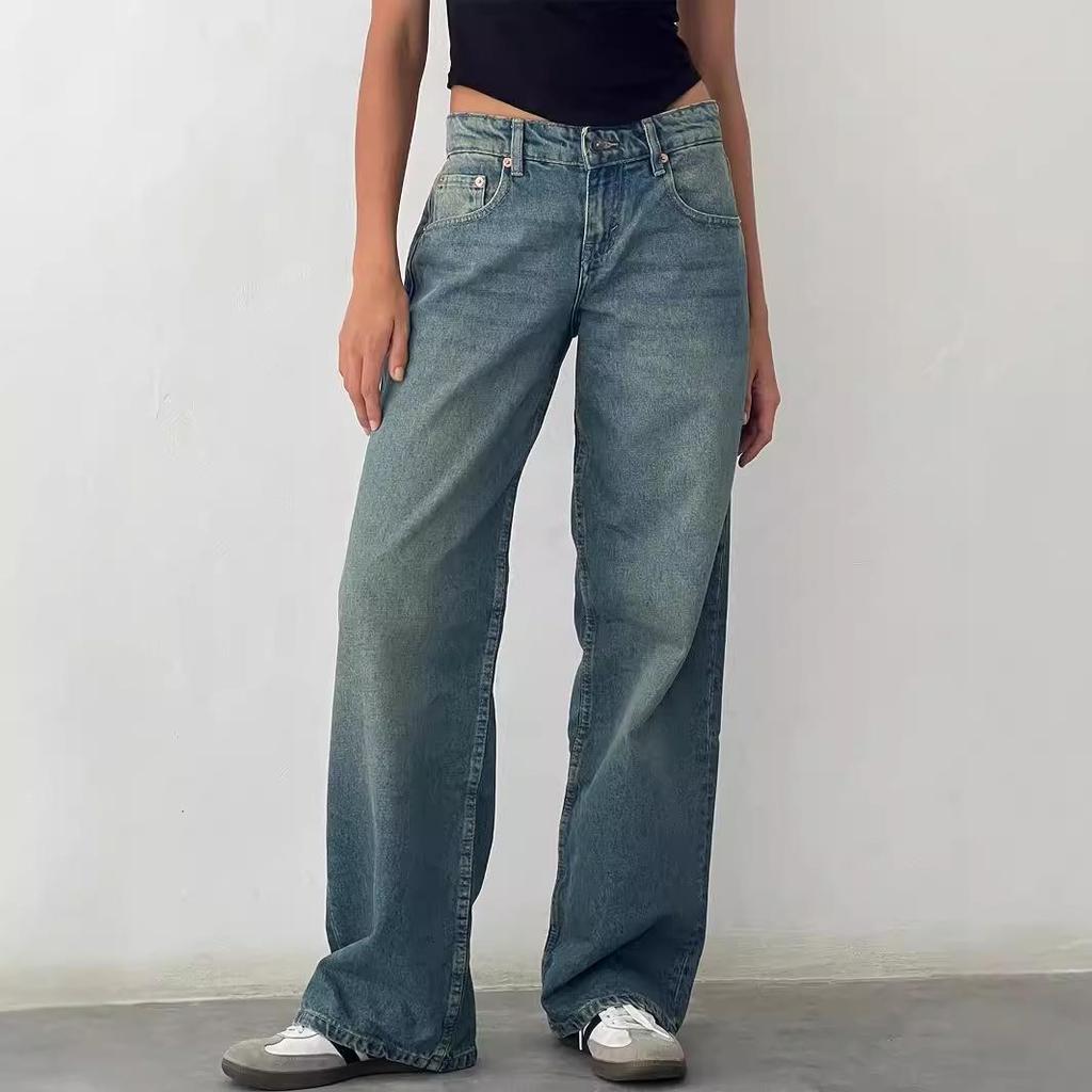 Avrupa ve Amerikalı Kadınların Yüksek Kaliteli Düz Kesim Denim Kotları