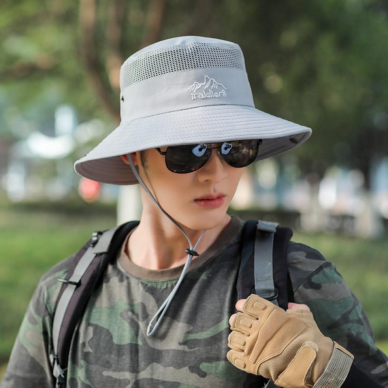 Fisherman Hat Men Summer Quick Drying Bucket Hat Outdoor Sunscreen Sunshade Cycling Climbing Mountain Beach Sun Hat Cap Mesh