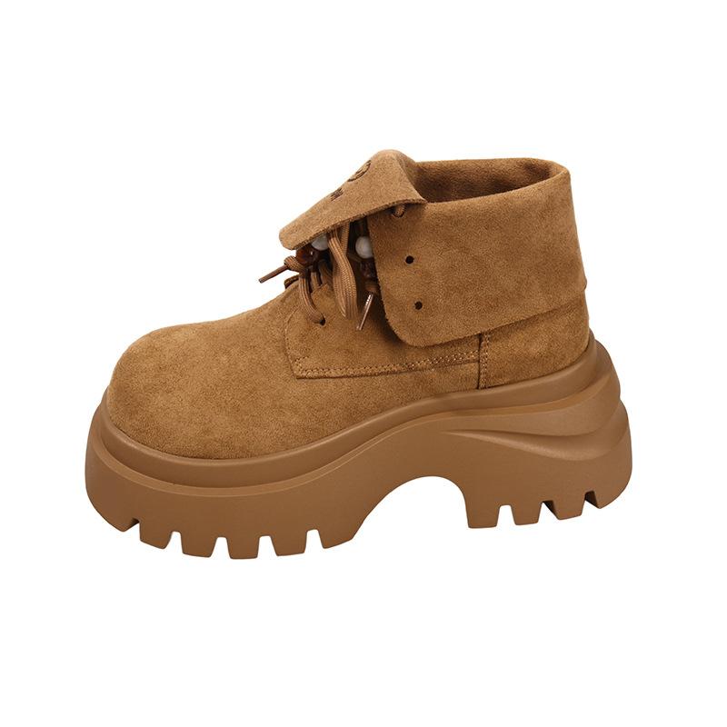 Thick-soled Heightening British Style Martin Boots Women's 2025 New Autumn Retro Versatile Short Boots Two Wear Thin Boots