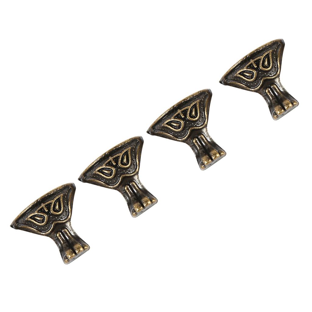 4ks Staromosazná Šperkovnice Dárková Dřevěná Krabička Ozdobné Nohy Nohy Rohový Chránič Vintage