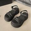 Fashion Roman Sandals Women's 2025 New Summer Thick Bottom Cross Strap Platform Sandal Casual High Heels Solid Heeled Sandals for Women