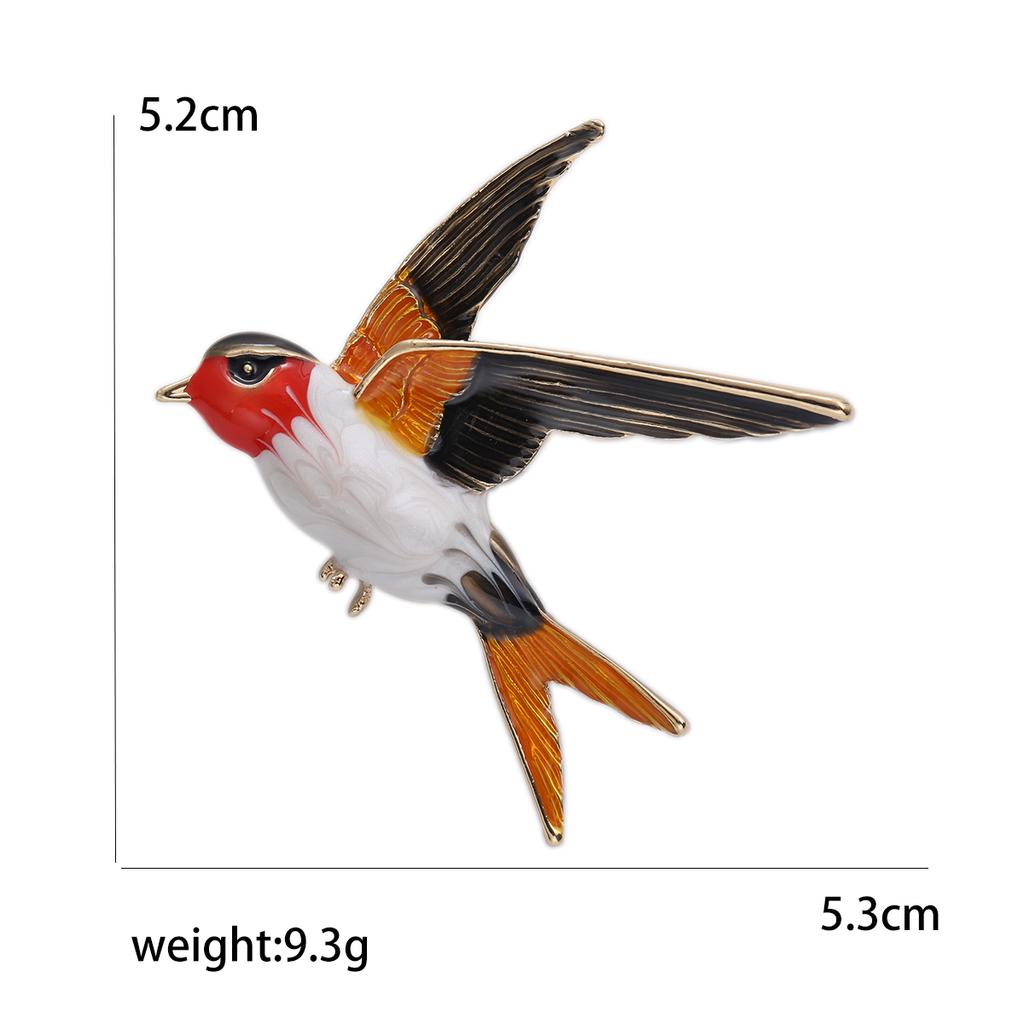 Enamel Bird Brooch for Women Unisex Rhinestone Swallow Pin Sparrow Badge Banquet Party Backpack Gifts Jewelry Accessories