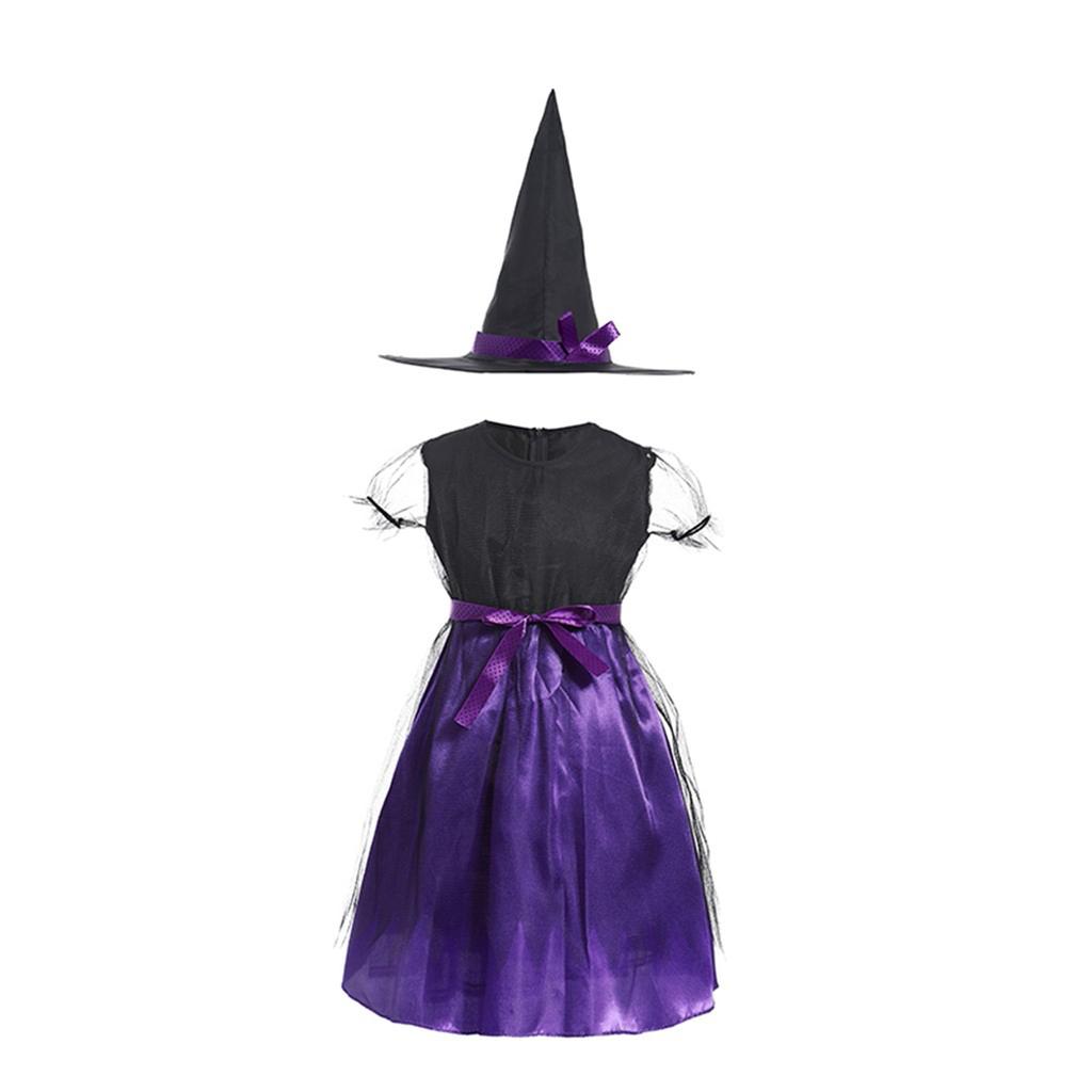 Halloween Kids Girls Cosplay Costume Party Dresses+Hat Cap Clothes Outfit