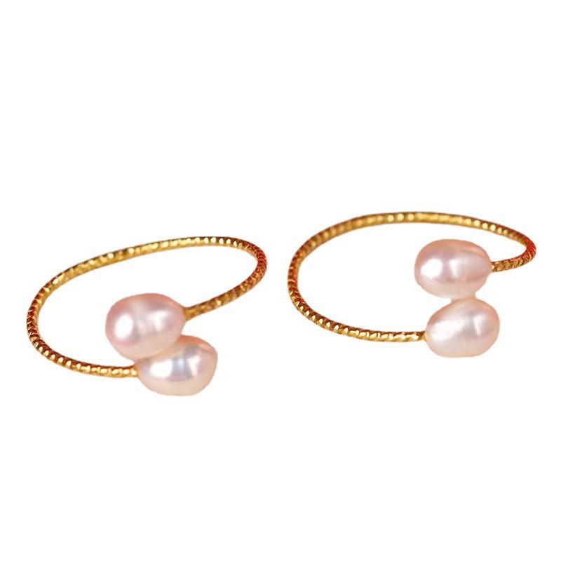 Adjustable Freshwater Pearl Ring for Men and Women - Simple Plain Metal Design for Index Finger