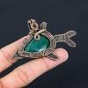 Lab-Created Emerald Gemstone Handmade Pure Copper Wire Wrapped Fish Pendant Jewelry