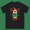 Santa Reindeer Holding Gift Box Rudolph Christmas Mens T Shirt Womens Tops Tees Candy Cane Top