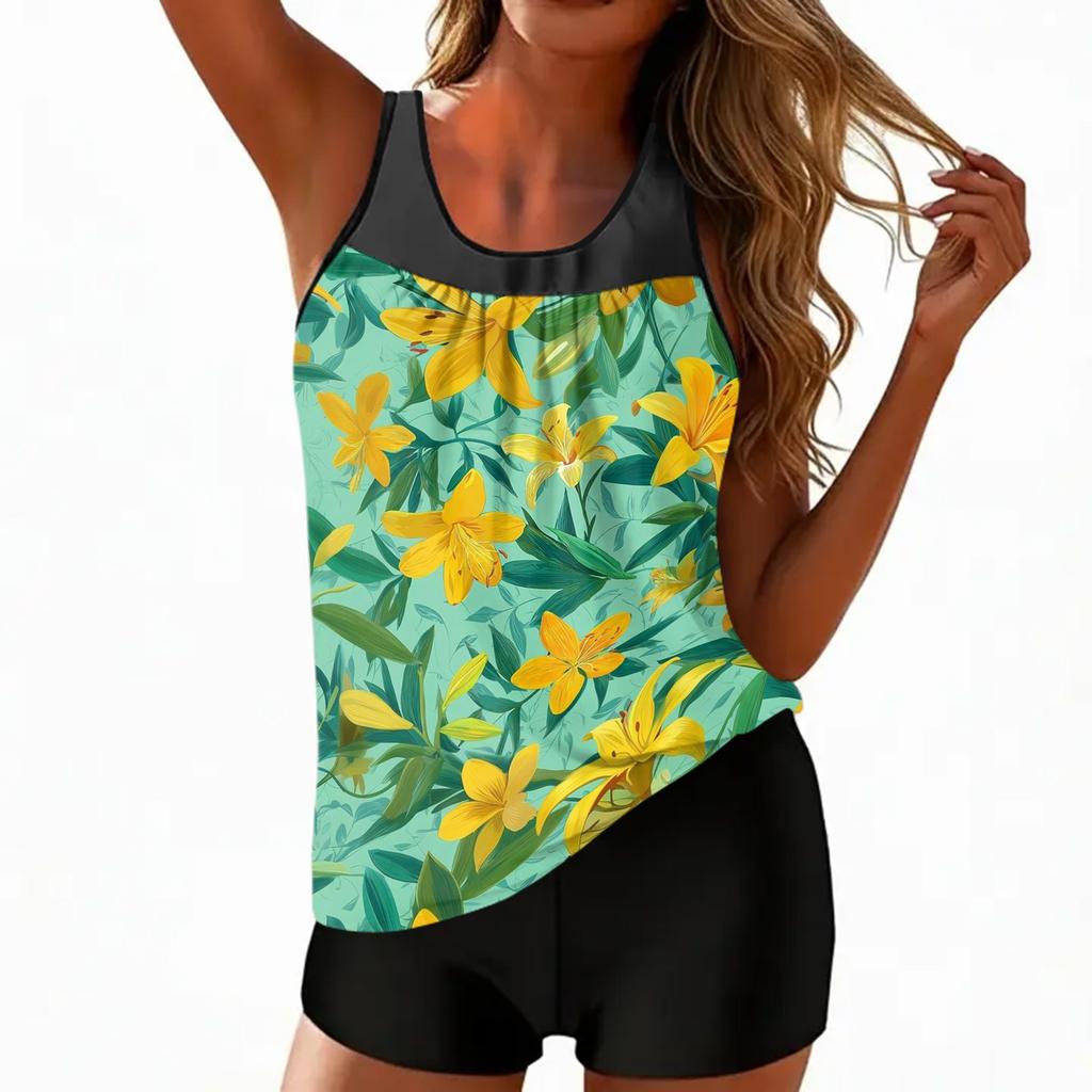 Women's Bohemian Print Split Swimsuit Sport Swimsuit