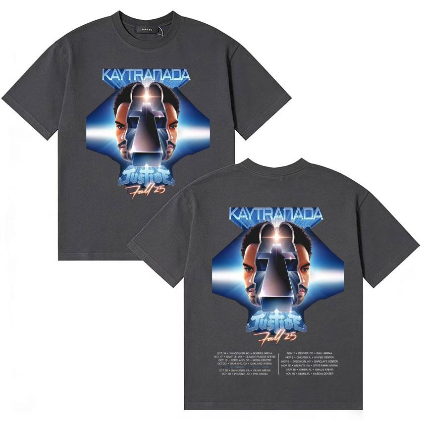 Summer New Album T Shirt Kaytranada Justice Tour 2025 Unisexs Women Y2K Short Sleeve Tshirt High Quality Cotton Clothing Teenagers