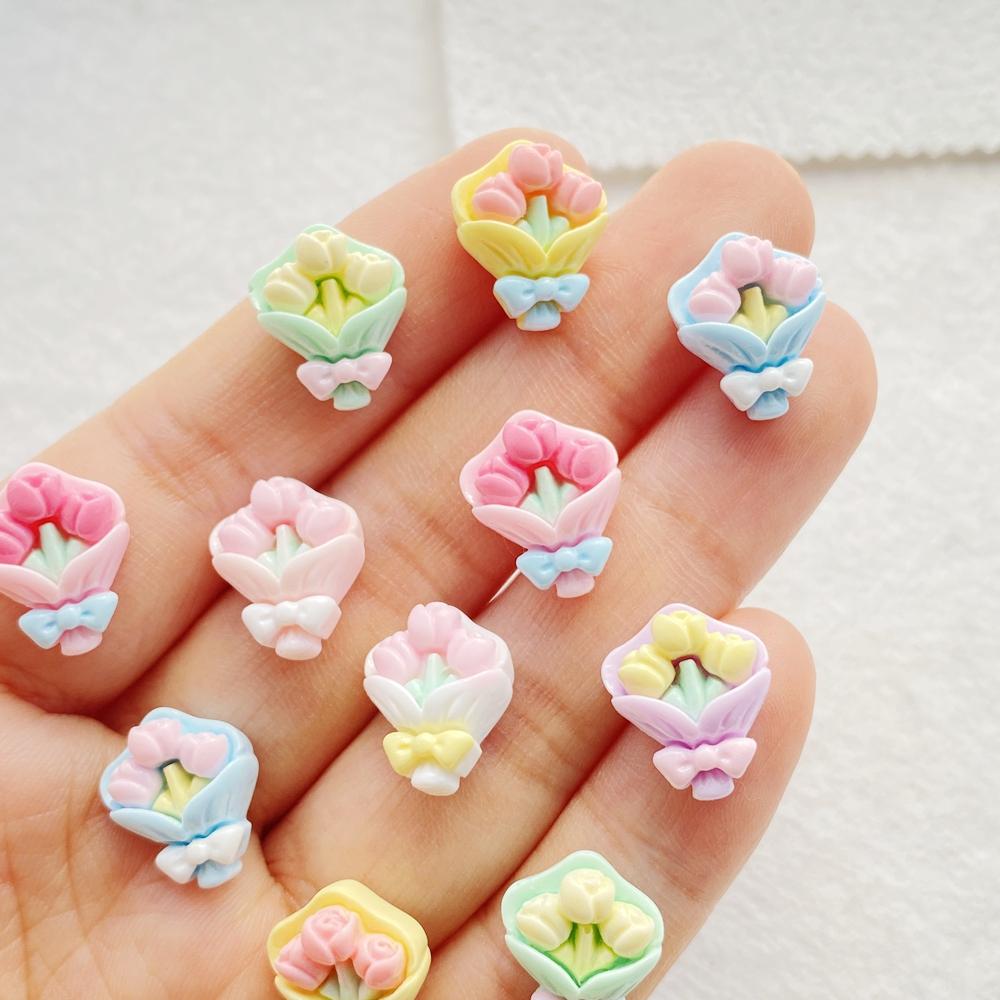 

30pcs Resin Colorful Cute Valentine Rose Bouquet Nail Art Flatback Scrapbook DIY Wedding Applique Jewelry Accessories Crafts