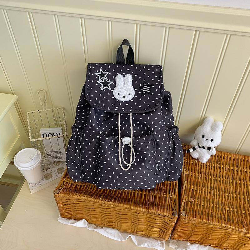 Schoolbag1011 new Korean version polka dot star versatile girl drawstring backpack high-end girls travel small backpack