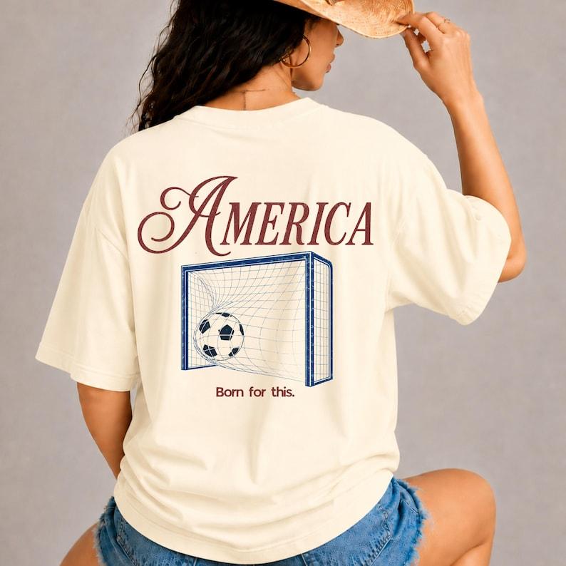 United We Ball Soccer T-Shirt – America Goal Graphic Tee, Vintage USA Football Shirt, Retro World Cup Aesthetic Tee M