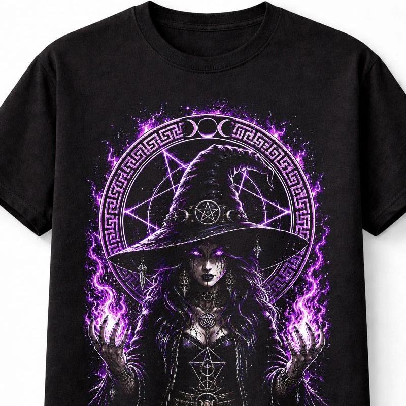 Witch Gothic Occult Moon Magic Pagan Black Unisex TShirt S
