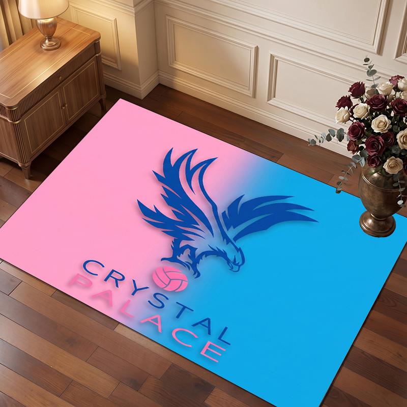 Crystal Palace Football Print Crystal Velvet Rug, Comfortable Water Absorbent Non Slip Indoor Floor Carpet