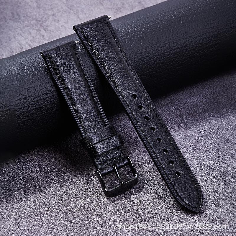 Cowhide Watch Strap Is Suitable For 22Mm Pin Buckle High-End Tree Height Leather Lychee Pattern Strap