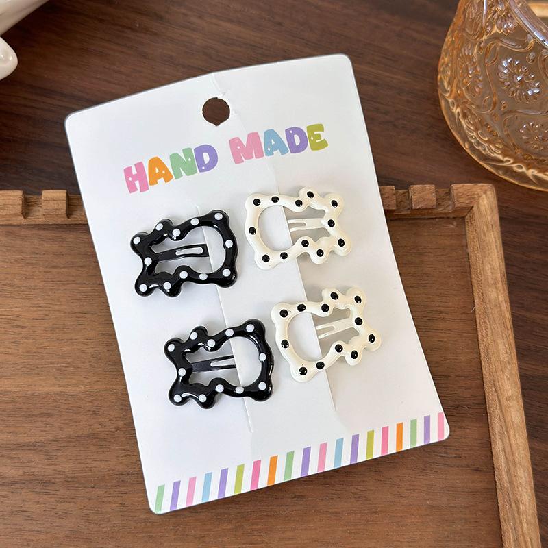 New Black White Dots Star Bow Heart Barrettes Set BB Clips Y2k for Girls Cute Sweet Hairpins Child Fashion Hair Accessories Gift