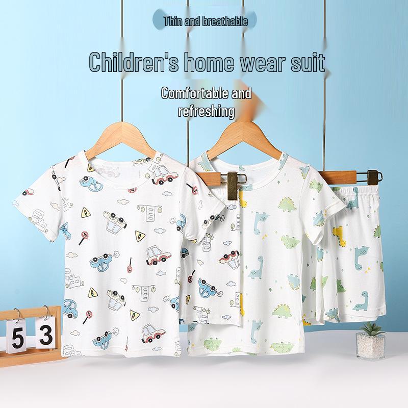 

Kids Summer Ice Silk Pajama Set - Short Sleeve Homewear for Boys & Girls 120cm