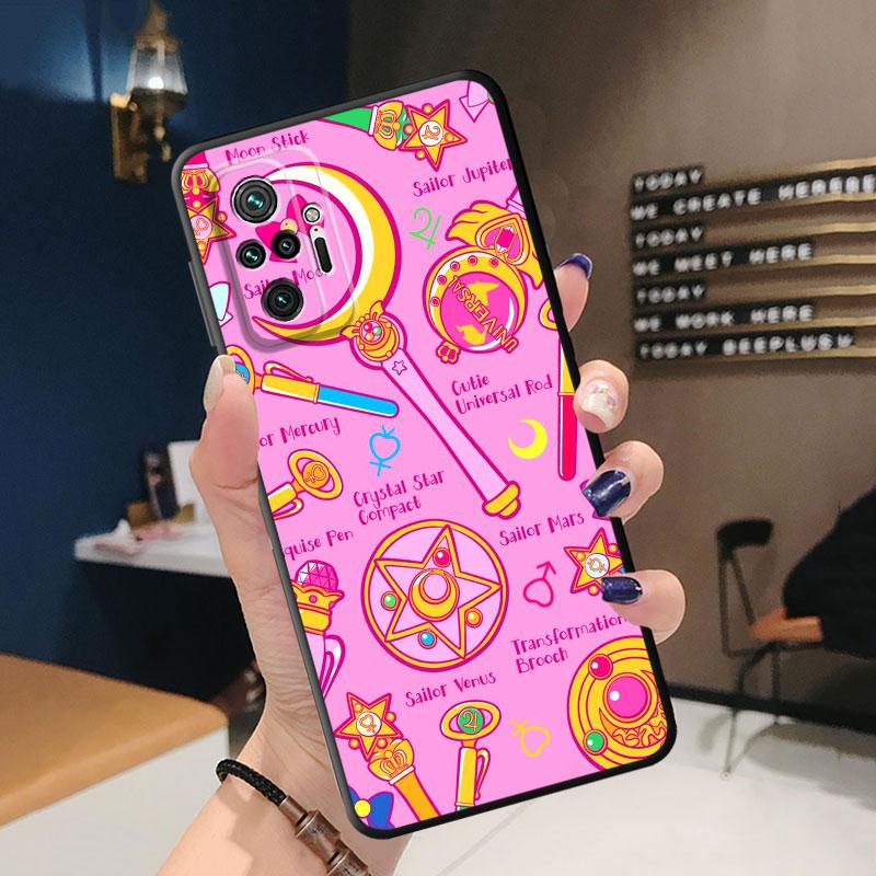Handyhülle für Xiaomi Redmi Note 11T 11S 10 Lite 10S 8 9S 7 11 Pro 8T 9 Cover Stoßfestes TPU Soft Funda Niedlicher Zauberstab Mond