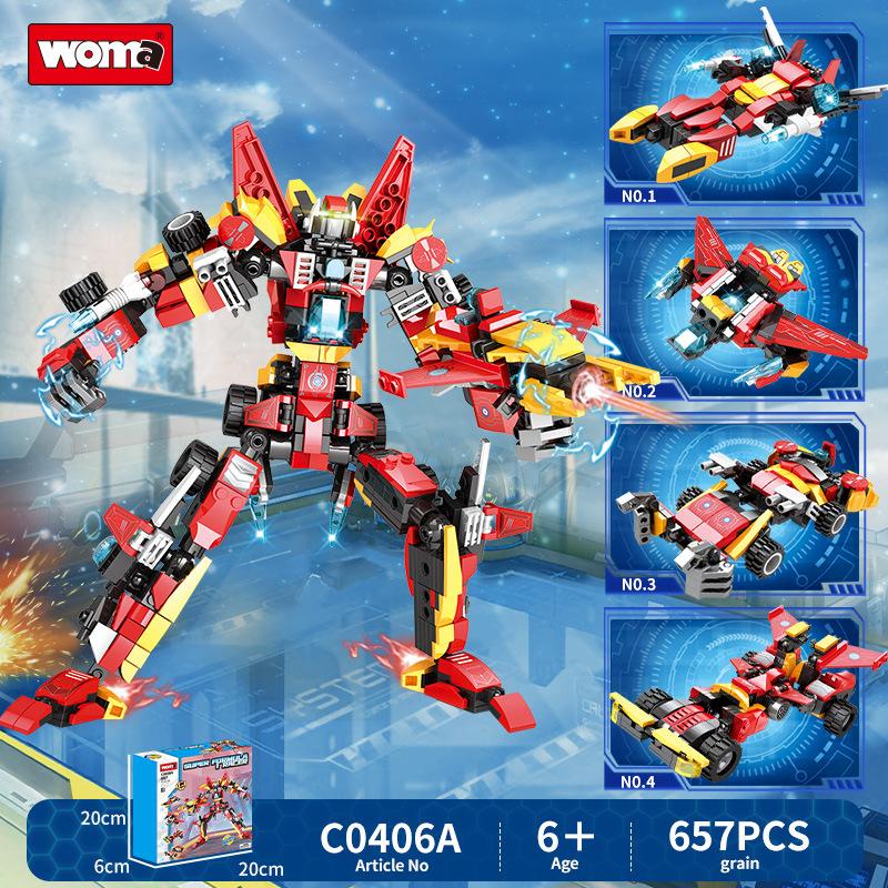 Compatible With Small Particles Building Block Deformation Warrior Mecha Model Children Boy Assembly Robot Gift