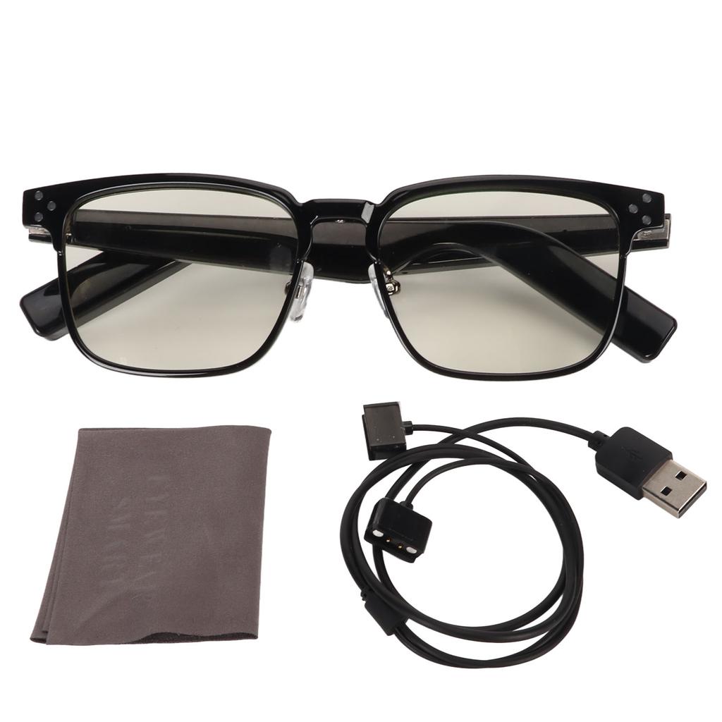 Bluetooth5.3 Smart Glasses Blue Light Blocking IPX4 Waterproof Handsfree Calling for Playing Music Gaming Meeting Black