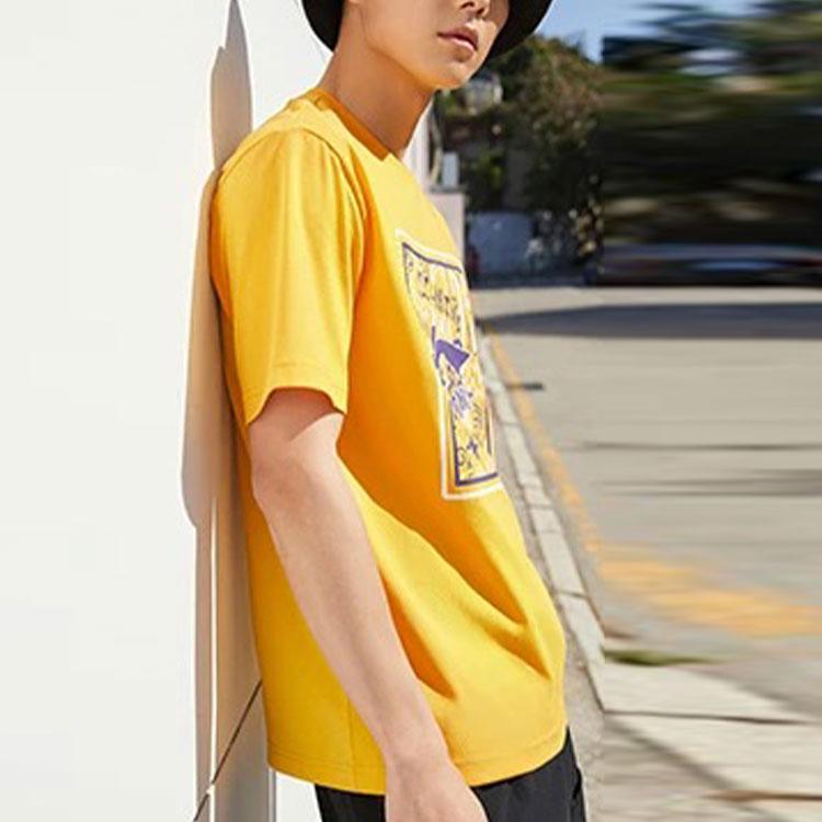 Li Ning Basketball Culture Series Graffiti Logo Printed Round Neck Short Sleeve T-Shirt Unisex Tops Oil-Yellow AHSS597-3
