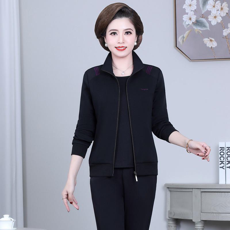 

Осенне-весенний женский спортивный костюм большого размера из двух предметов с длинным рукавом - повседневный кардиган с лацканами и свитшот Triple Extra Large