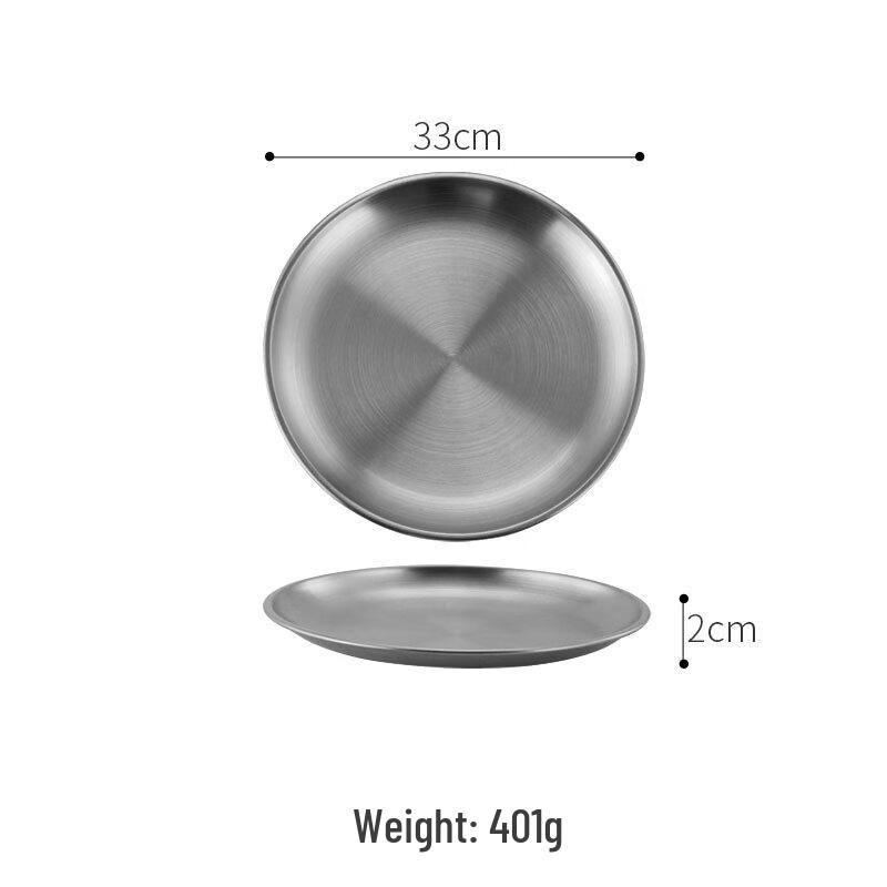 Korean Style Stainless Steel Round Serving Tray
