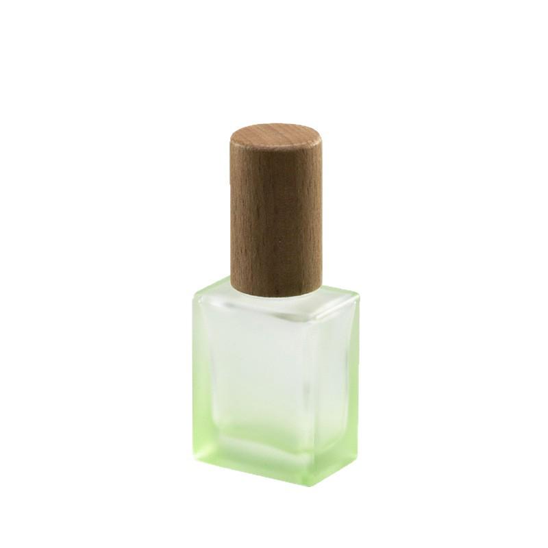 Gradient Tassel Frosted Glass Mini Refillable Spray Perfume Bottle with Wooden Lid. 10ml; Starry Gray + Beech Wood Lid; Glass