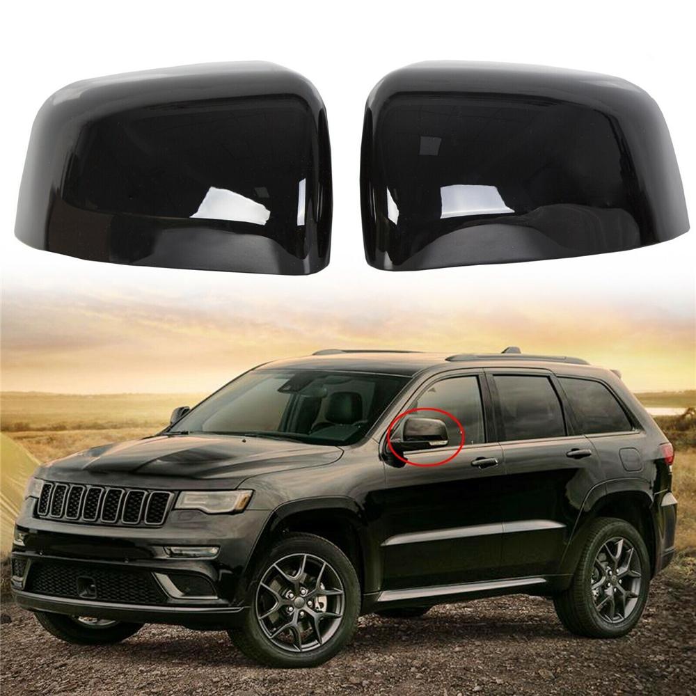 Gloss Black Rear View Mirror Cover Cap For Jeep Grand Cherokee Dodge Durango 2pc