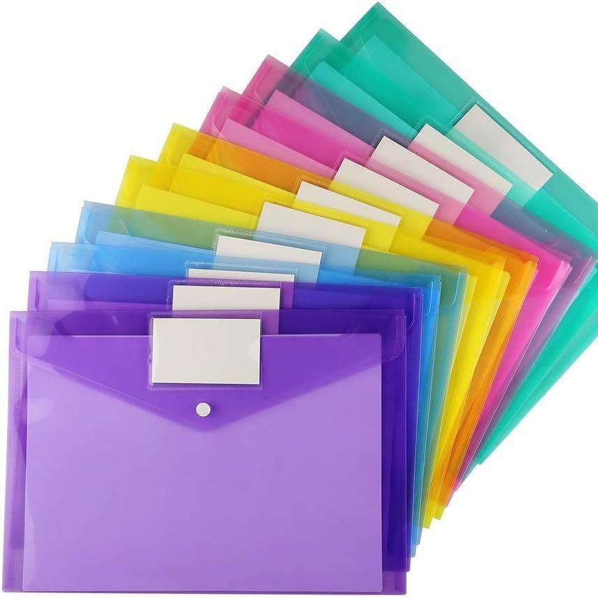 A4 Transparent Plastic Snap Button File Bag - Thickened Document & Stationery Storage Bag Label 209