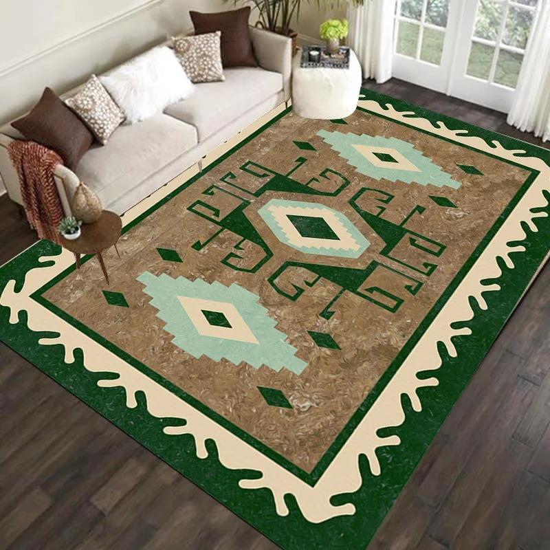 Ethnic Geometric Pattern Area Rug Collection Bohemian Style Abstract Design Floor Mat For Living Room Bohemian Home Decor