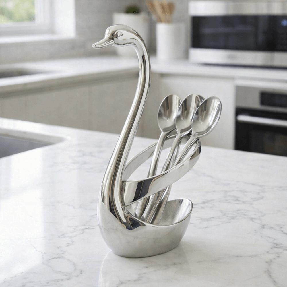 Anti-Rust Swan Fork Spoon Holder Decorative Swan Tableware Holder Swan Shape Cutlery Holder  Bar