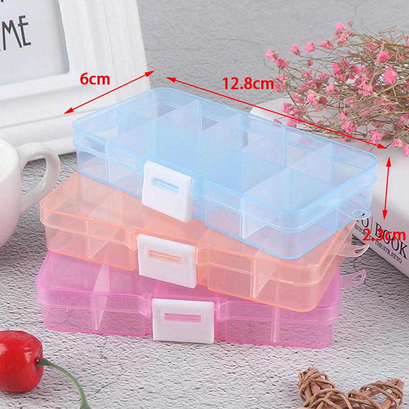 Adjustable 10 Compartment Plastic Storage Box Jewelry Screw Organizer Container