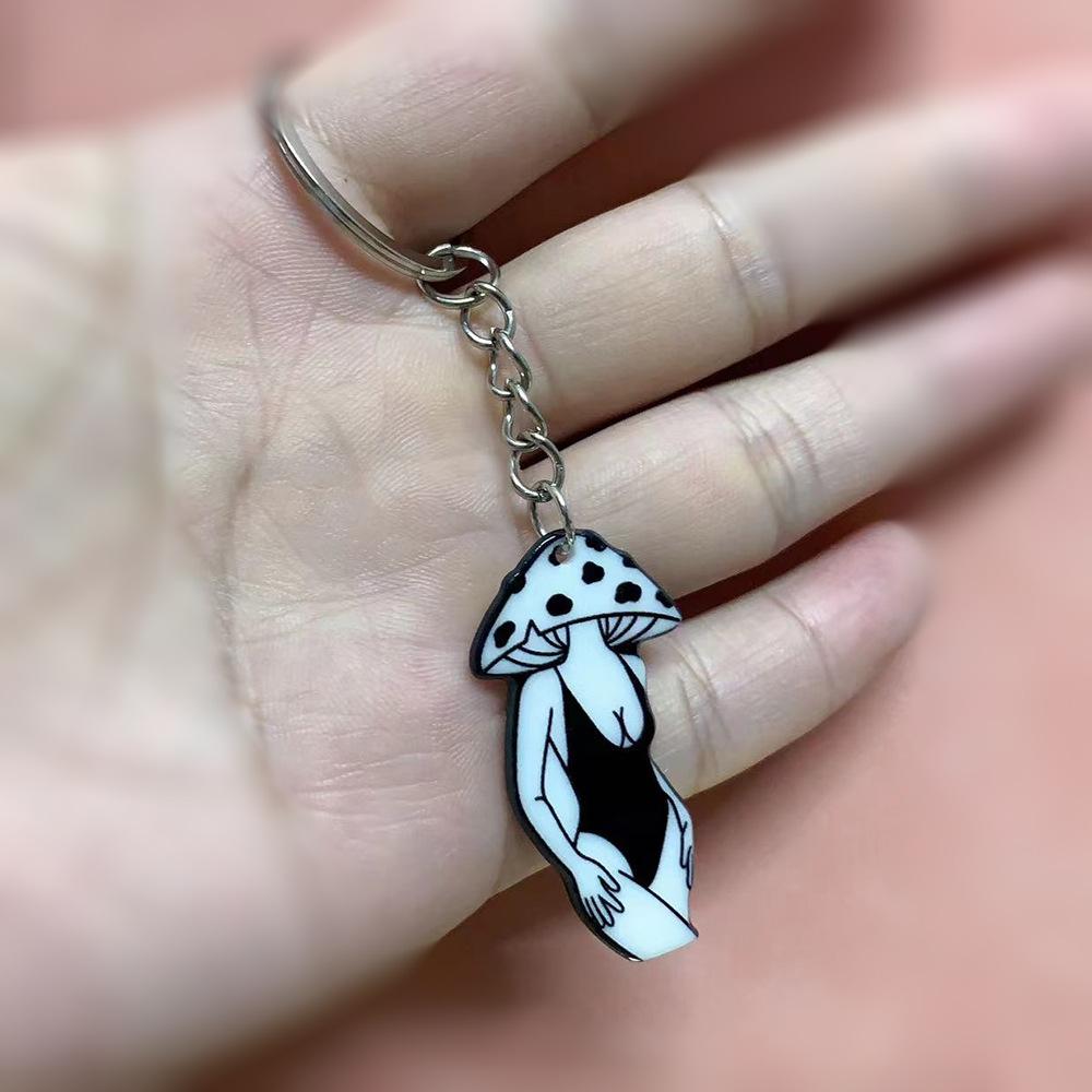Acrylic Halloween Keychain Mushroom Girl Key Ring Crossbody Bag Pendant Keychain