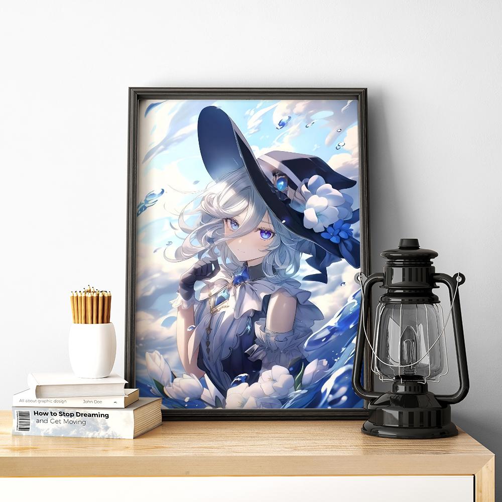1pc Popular Anime Game Cute Girl Furina Genshin Impact Poster HD Posters Home Room Bar Cafe Decor Art Wall Painting Picture