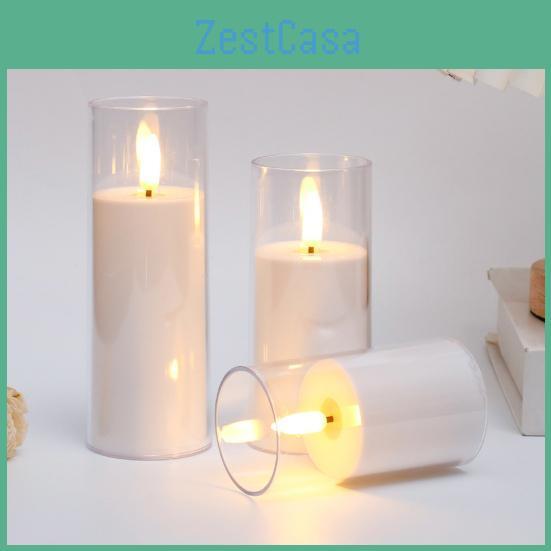 Flameless 3pcs Battery Led Candles Operated Flickering Candles Led Votive Candle Light For Home Cafe Restaurant Decor