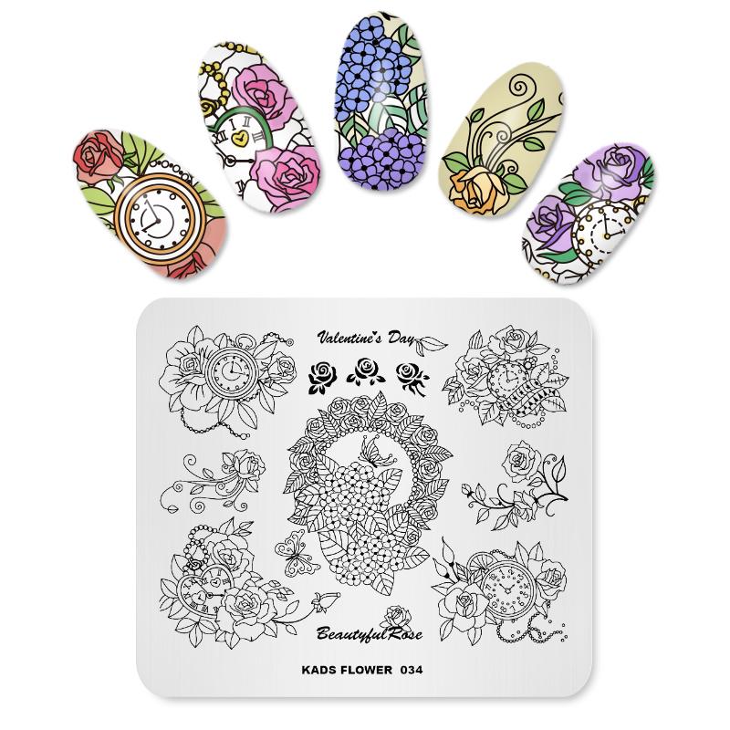 kads Flower 034 Bouquet Beauty Patterns Nail Art Stamping Plates Nail Tools Nail Art Design Stamp Templates DIY Plate