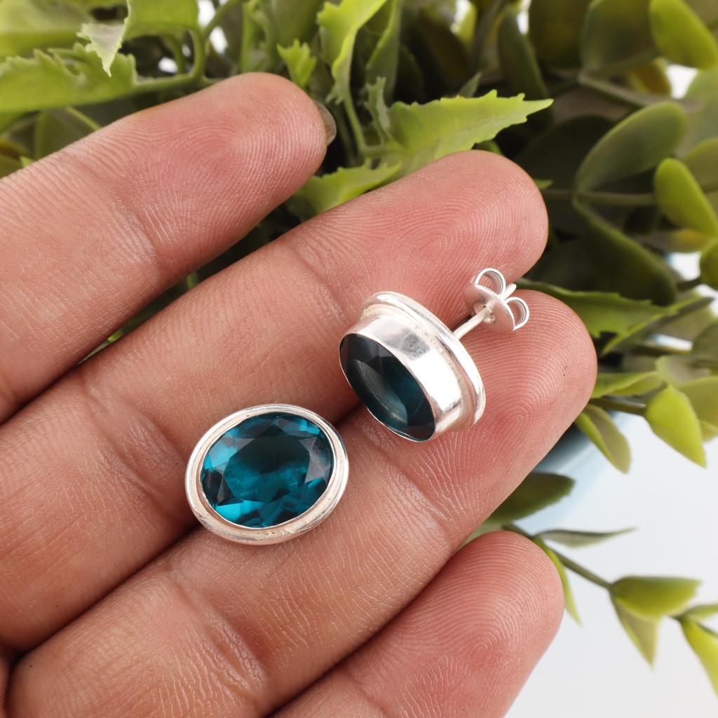 Apatit Handgjorda Silversmycken, 925 Sterlingsilver Örhängen, Handgjorda Vackra Ädelstenssmycken, Apatit Örhängen För Hennes